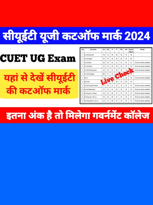 CUET UG Cutoff Mark 2024: इतना अंक है तो मिलेगा गवर्नमेंट कॉलेज - IPLWC.org